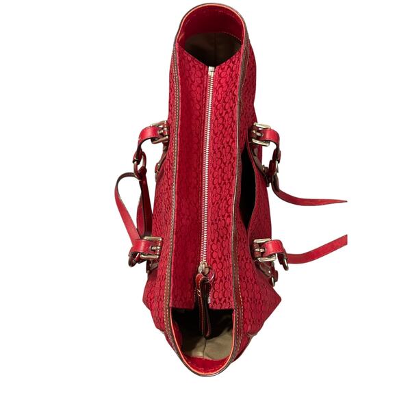 Coach Red Signature Gallery Tote Handbag Excellent Condition - Picture 3 of 13